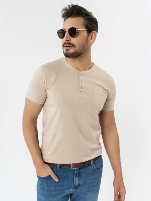 T-shirt z rozpinanym dekoltem TM-HUBRIS Volcano