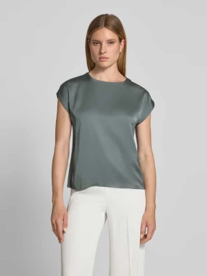 t-shirt z satyny z okrągłym dekoltem model 'ELLETTE' Vila Petrol