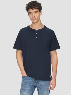 T-shirt z waflową fakturą i dekoltem typu henley s.Oliver niebieski