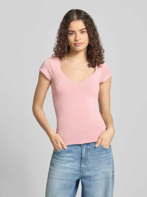 t-shirt z wbudowanym biustonoszem Gina Tricot Brudnoróżowy