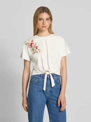 T-shirt z wiązanym detalem model ‘FABIAN’ YAS