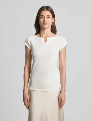 t-shirt z wycięciem Marc Cain Złamany biały