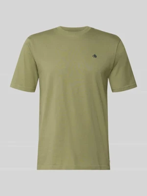 T-shirt z Wyhaftowane logo i Okrągły dekolt Scotch & Soda Trawiasty zielony