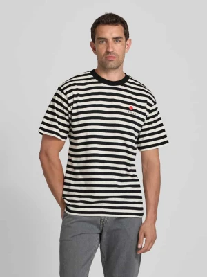 T-shirt z wyhaftowanym detalami model ‘BASIC STRIPE’ Edwin