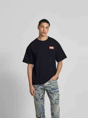 T-shirt z wyhaftowanym logo Diesel Czarny