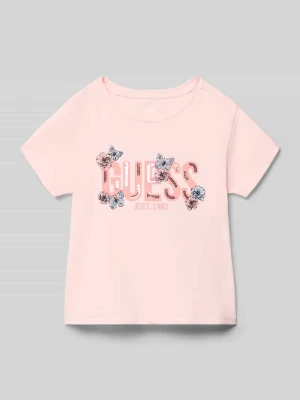 T-shirt z naszywanym logo i cekinami Guess