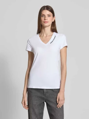 T-shirt z wyhaftowanym logo i dekoltem w serek Armani Exchange