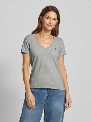 T-shirt z wyhaftowanym logo i dekoltem w serek Polo Ralph Lauren