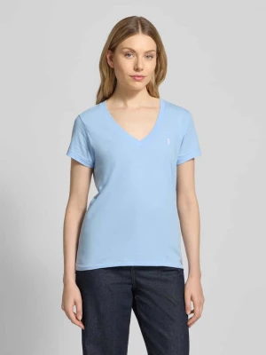 T-shirt z wyhaftowanym logo i dekoltem w serek Polo Ralph Lauren