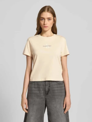 T-shirt z wyhaftowanym logo i okrągłym dekoltem Calvin Klein Jeans