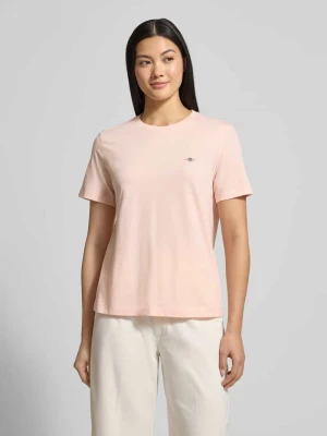 T-shirt z wyhaftowanym logo i okrągłym dekoltem Gant