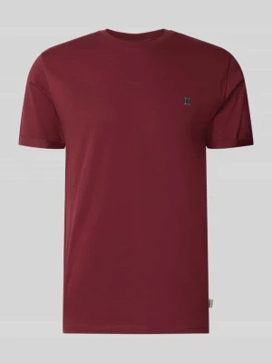 T-shirt z wyhaftowanym logo i okrągłym dekoltem Les Deux Bordowy