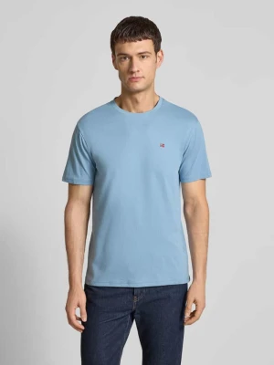 T-shirt z wyhaftowanym logo i okrągłym dekoltem Napapijri