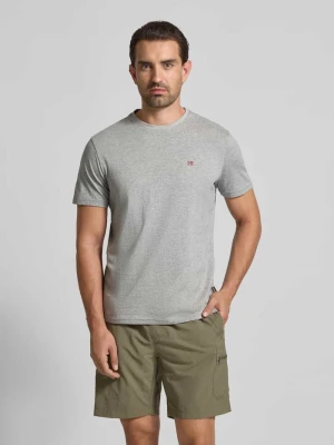 T-shirt z wyhaftowanym logo i okrągłym dekoltem Napapijri
