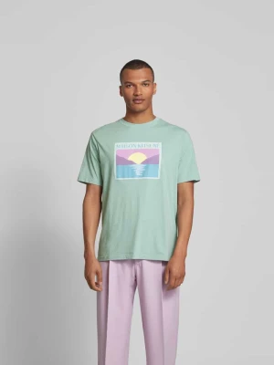 T-shirt z wyhaftowanym logo Maison Kitsuné Miętowy