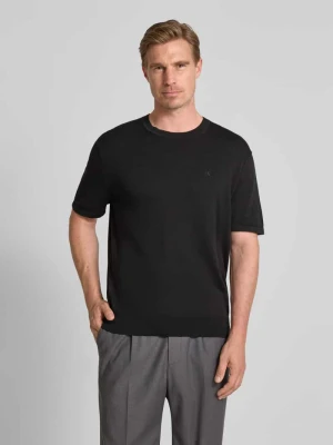 T-shirt z wyhaftowanym logo model ‘SUPIMA’ Calvin Klein Czarny