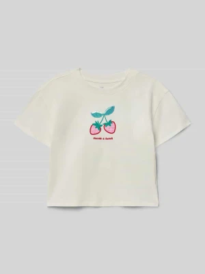 t-shirt z wyhaftowanym motywem i napisem GAP Écru