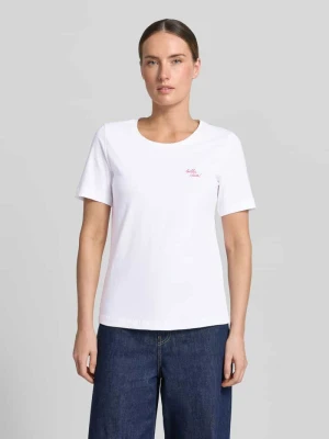 t-shirt z wyhaftowanym napisem i okrągłym dekoltem Christian Berg Biały