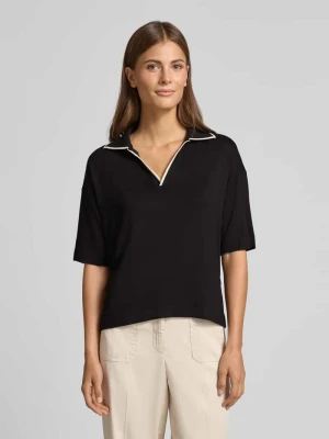 T-shirt z wykładanym kołnierzem i dekoltem w serek model ‘Soffice’ Opus