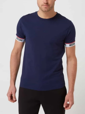 T-shirt z wykończeniami w kontrastowym kolorze model ‘Basic Logotape’ Moschino Swim + Underwear
