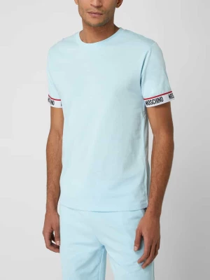 T-shirt z wykończeniami w kontrastowym kolorze model ‘Basic Logotape’ Moschino Swim + Underwear