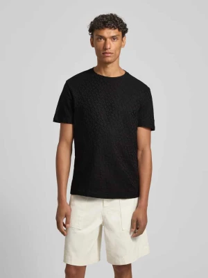 t-shirt z wzór z logo i okrągły dekolt Armani Exchange Czarny