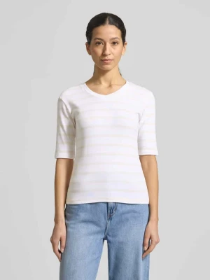 T-shirt z wzorem w paski i dekoltem w serek Christian Berg Woman