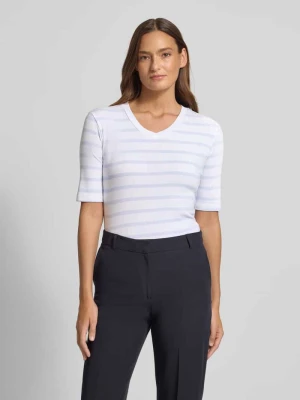 T-shirt z wzorem w paski i dekoltem w serek Christian Berg Woman