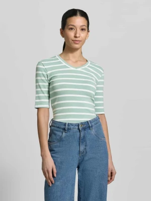 T-shirt z wzorem w paski i dekoltem w serek Christian Berg Woman