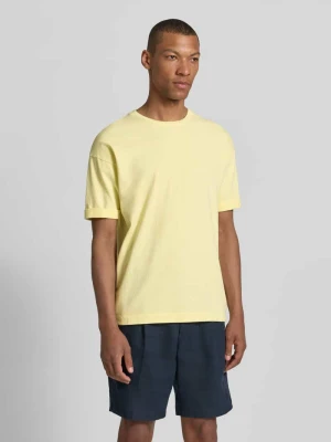 t-shirt z zakładką na rękawach i okrągłym dekoltem Drykorn Żółty