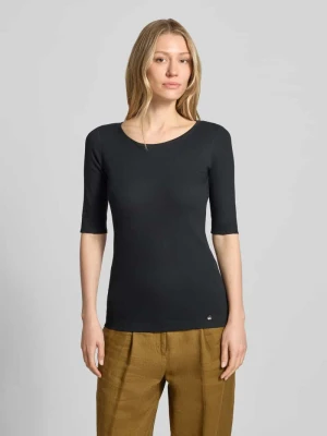 t-shirt z zakładką na rękawach i okrągłym dekoltem Marc Cain Czarny