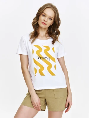 T-shirt z żółtym fantazyjnym nadrukiem Top Secret