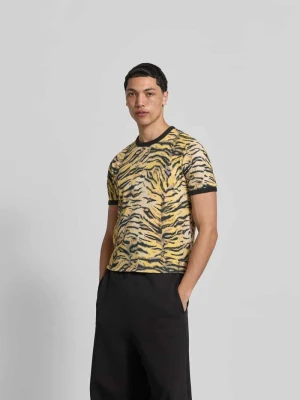 T-shirt ze zwierzęcym nadrukiem na całej powierzchni Kenzo Jasnożółty