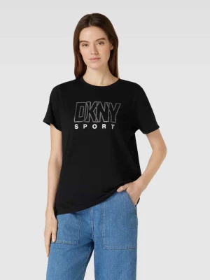 T-shirt zdobiony kamieniami DKNY PERFORMANCE