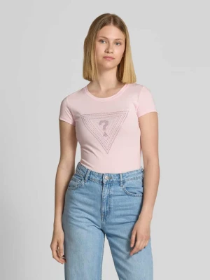 T-shirt zdobiony kamieniami Guess
