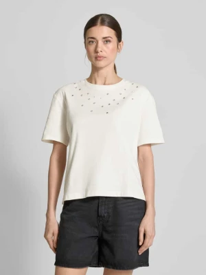 T-shirt zdobiony kamieniami Oui