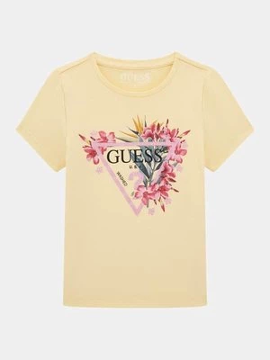 T-Shirt Ze Stretchem I Logo W Kwiatach Guess Kids