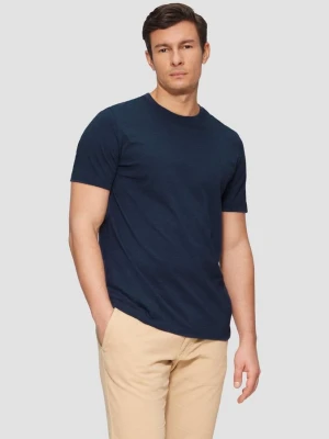 T-shirt ze strukturą przędzy płomieniowej i nadrukiem logo s.Oliver niebieski