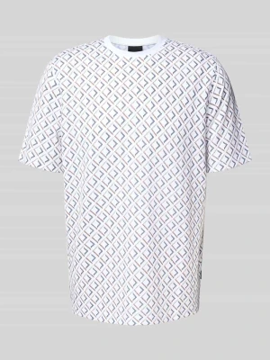 T-shirt ze wzorem na całej powierzchni i okrągłym dekoltem Bugatti