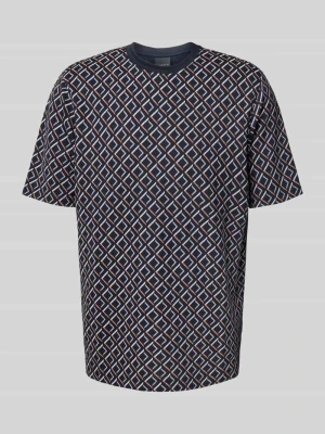T-shirt ze wzorem na całej powierzchni i okrągłym dekoltem Bugatti