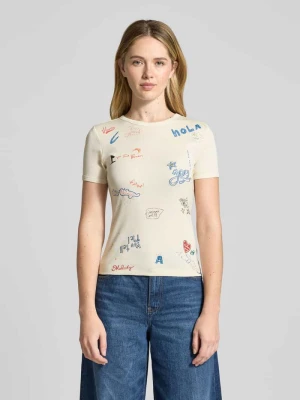 T-shirt ze wzorem na całej powierzchni i okrągłym dekoltem Jake*s Casual