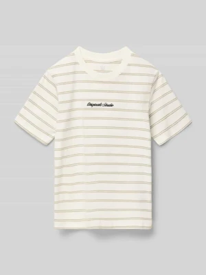 T-shirt ze wzorem w paski i haftem jack & jones