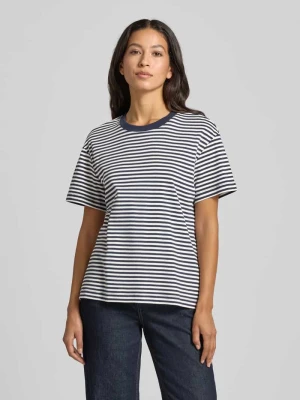 T-shirt ze wzorem w paski i okrągłym dekoltem Stefanel