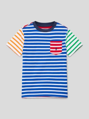 T-shirt ze wzorem w paski i wyhaftowanymi logo Polo Ralph Lauren Kids