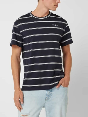 T-shirt ze wzorem w paski model ‘Troy’ Pepe Jeans