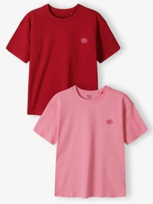 T-shirty dla dziewczynki - różowy i bordowy - 2pak - Limited Edition