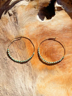 Taboo Pozłacane kolczyki-kreole z amazonitami rozmiar: onesize