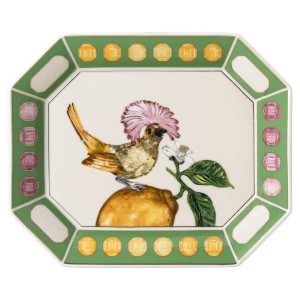 Taca Idyllia, Porcelana, Nadrukowany motyw kryształu, królówka koroniasta, Duża, Różnokolorowa Swarovski