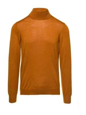 Tagliatore, Pomarańczowy Sweter z Wysokim Kołnierzem Orange, male,