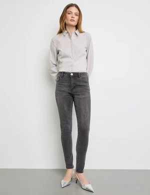 TAIFUN Damski Dżinsy Skinny o dł. 7/8 Szary Jednokolorowy Gerry Weber